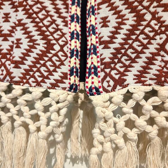 Tularosa Revolve Sante Fe Cropped Fringe Open Front Jacket Burnt Red Size XS - Picture 9 of 12